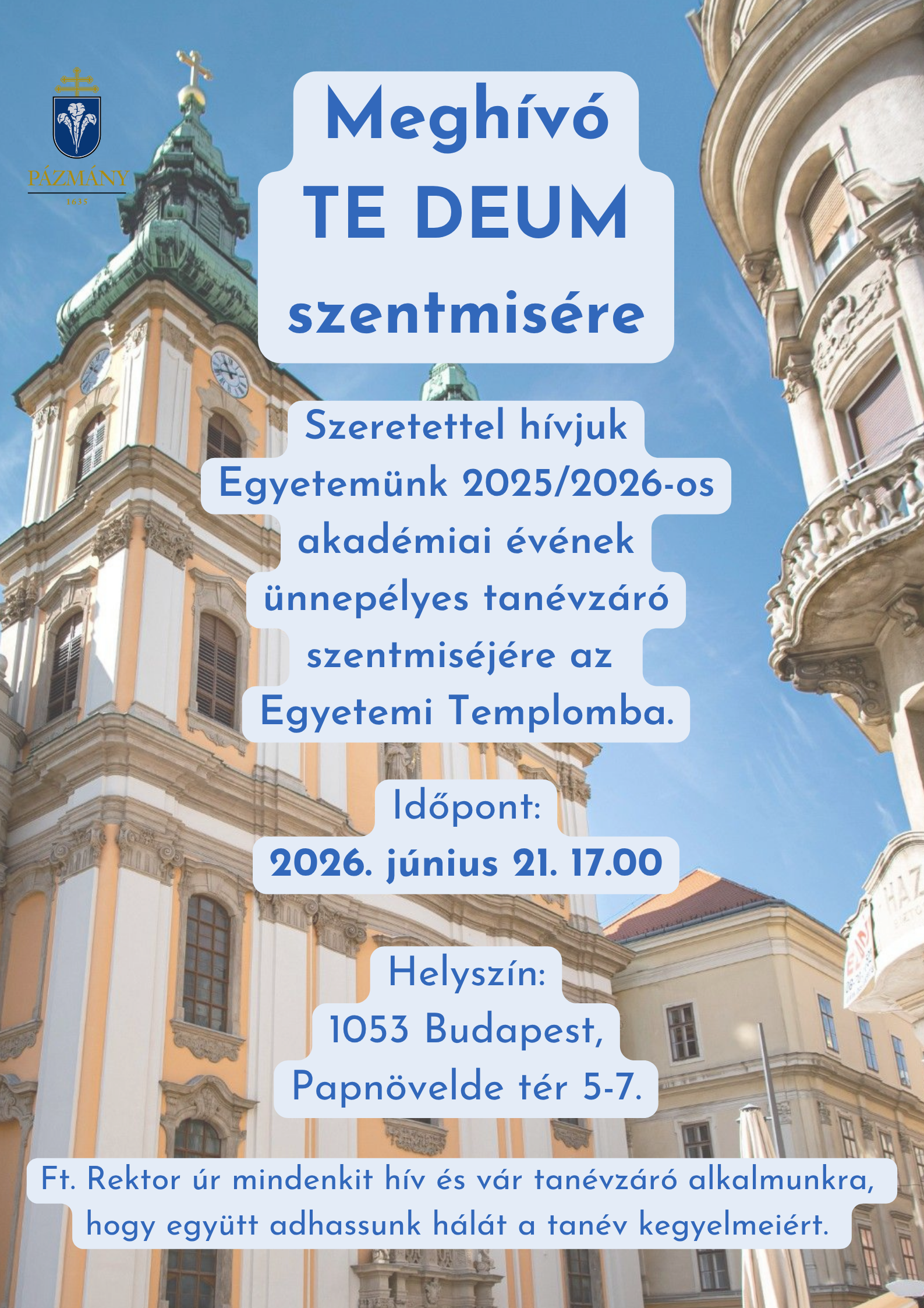 Te Deum – Tanév végi hálaadó szentmise